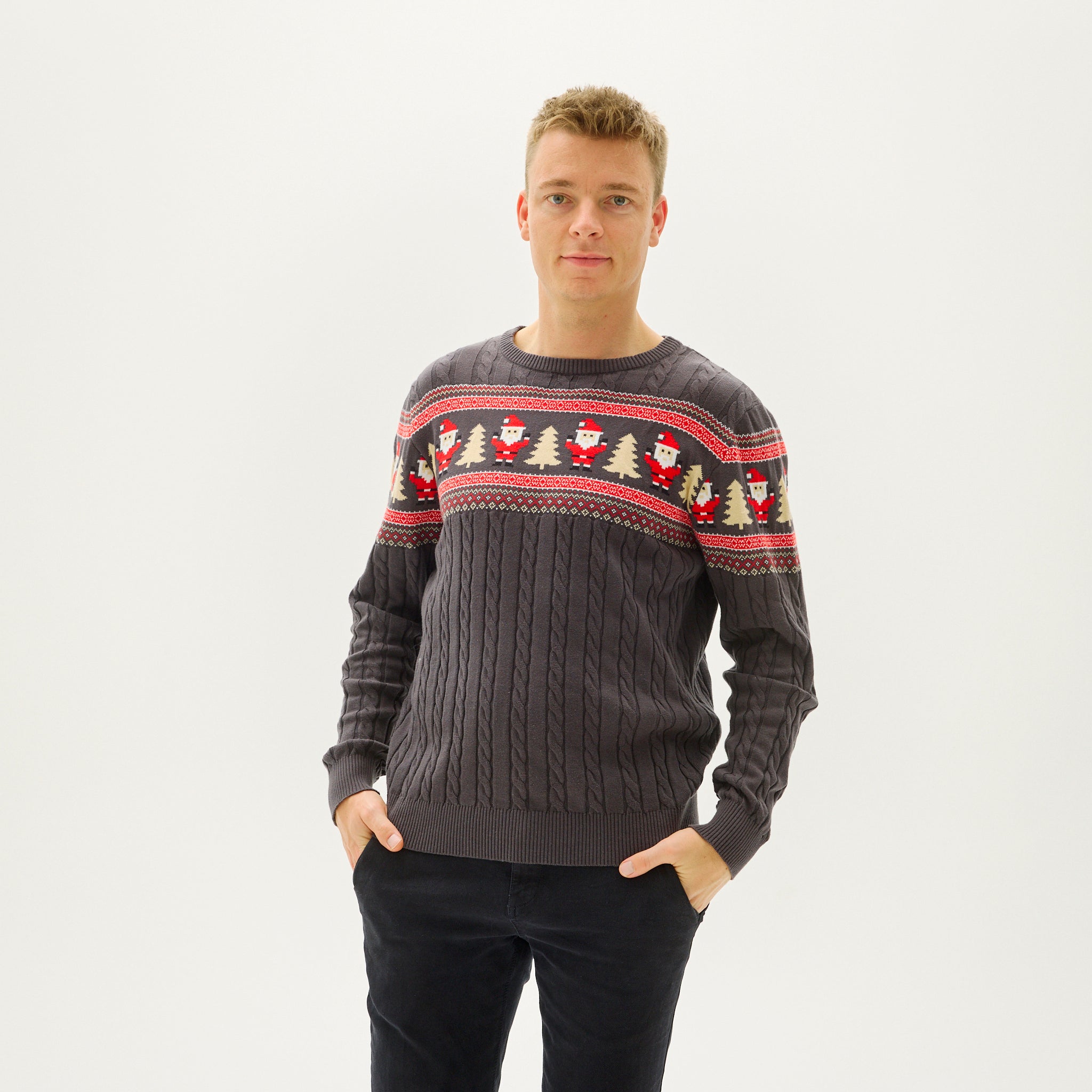 Santa's Cable Knit Sweater - Heren.